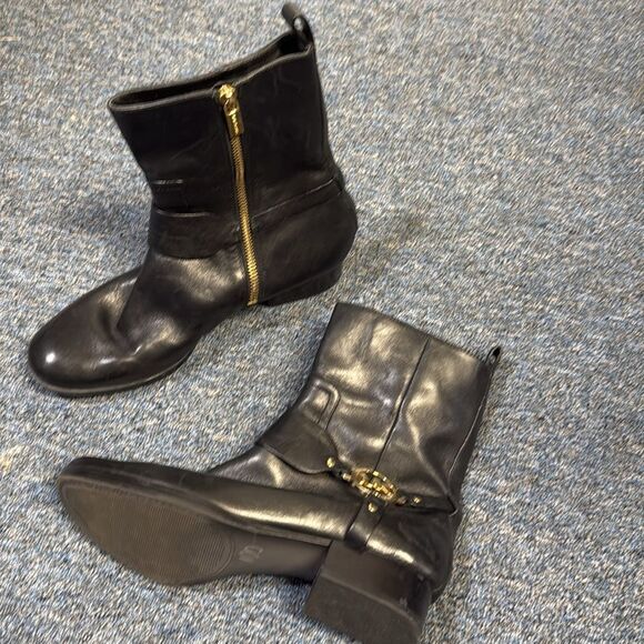 Michael Kors Fulton Harness Boot Ankle Boots Black Leather Equestrian Inspired - Picture 3 of 8